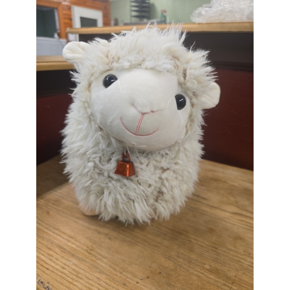 Fat Sheep Lamb White Fuzzy Hair Black Eyes Stuffed Animal Plush Barnyard